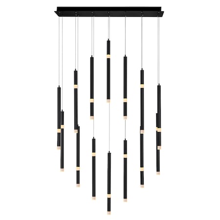 Cwi Lighting Flute 14 Light LED Chandelier With Black Finish 1262P32-14-101